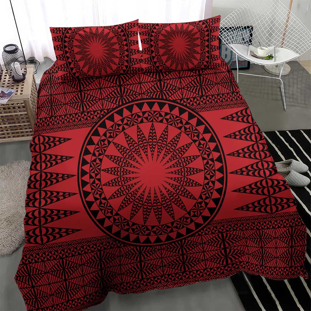 All Red Tonga Malo e lelei Bedding Set Vintage Ngatu Tribal Pattern LT9 - Polynesian Pride