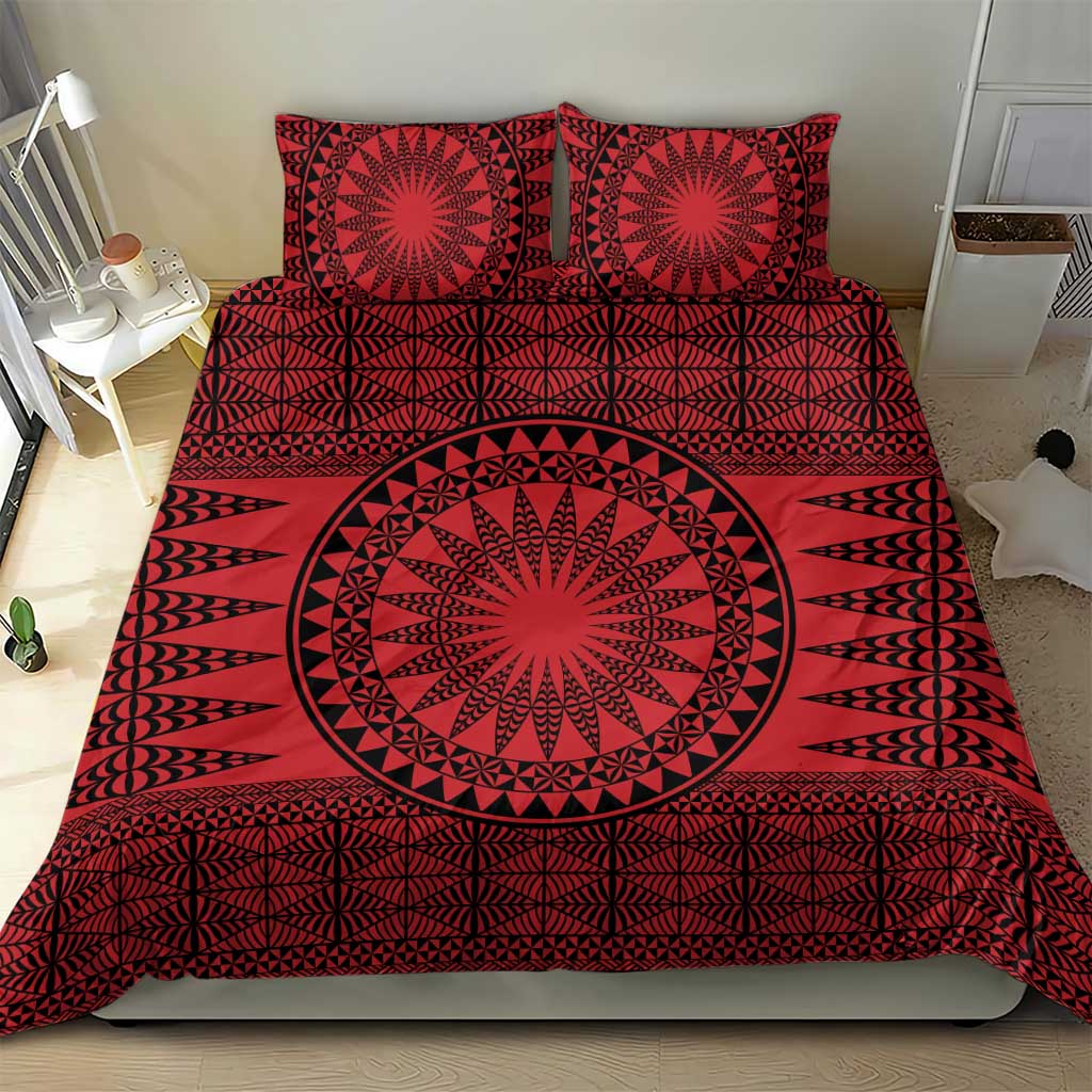All Red Tonga Malo e lelei Bedding Set Vintage Ngatu Tribal Pattern LT9 - Polynesian Pride