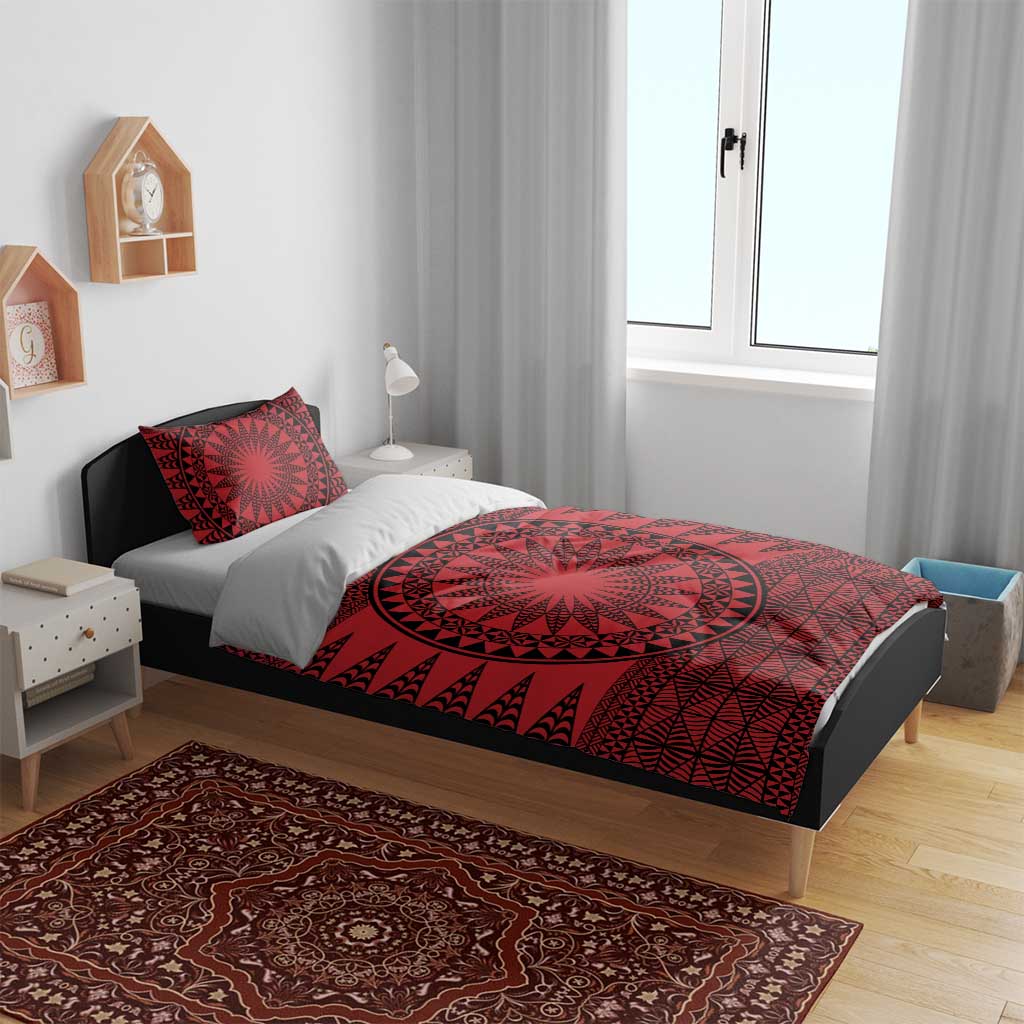 All Red Tonga Malo e lelei Bedding Set Vintage Ngatu Tribal Pattern LT9 - Polynesian Pride