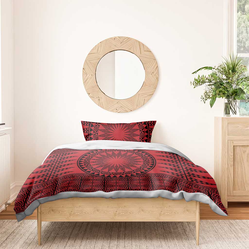 All Red Tonga Malo e lelei Bedding Set Vintage Ngatu Tribal Pattern LT9 - Polynesian Pride