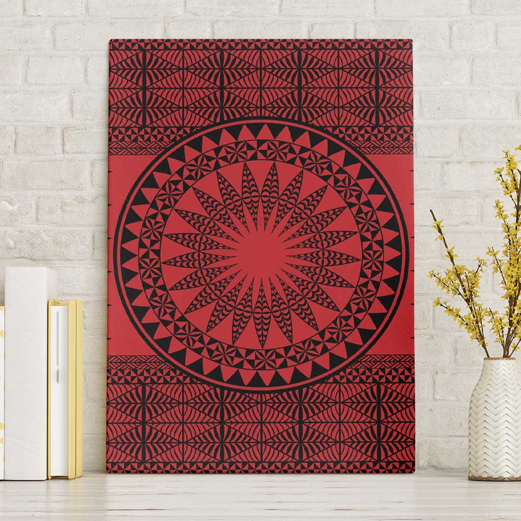 All Red Tonga Malo e lelei Canvas Wall Art Vintage Ngatu Tribal Pattern - Polynesian Pride