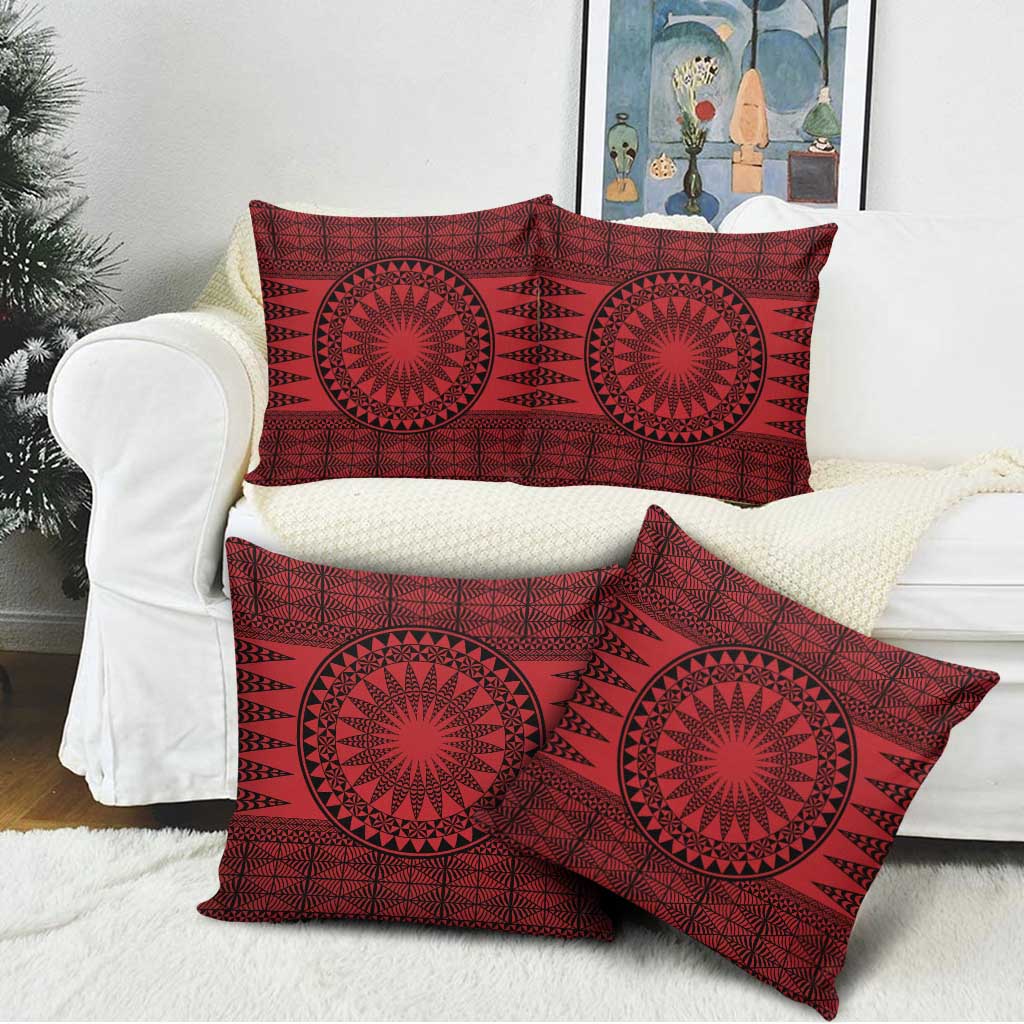 All Red Tonga Malo e lelei Pillow Cover Vintage Ngatu Tribal Pattern LT9 - Polynesian Pride