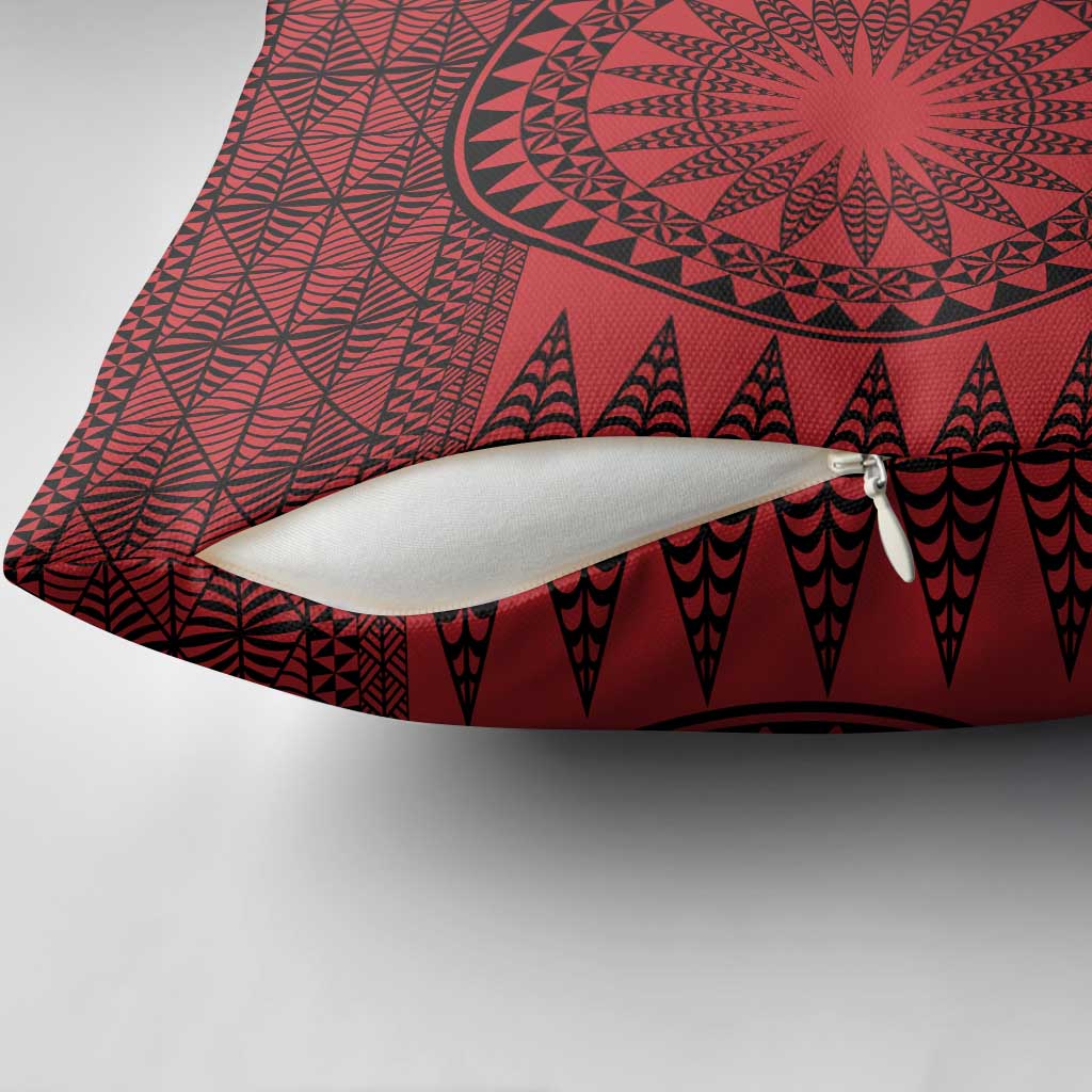 All Red Tonga Malo e lelei Pillow Cover Vintage Ngatu Tribal Pattern LT9 - Polynesian Pride