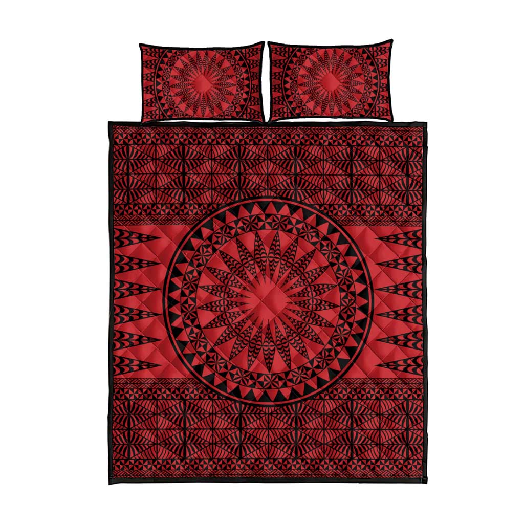 All Red Tonga Malo e lelei Quilt Bed Set Vintage Ngatu Tribal Pattern LT9 - Polynesian Pride