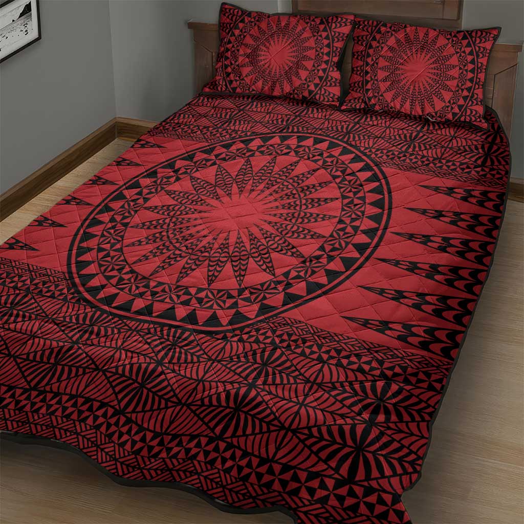 All Red Tonga Malo e lelei Quilt Bed Set Vintage Ngatu Tribal Pattern LT9 - Polynesian Pride
