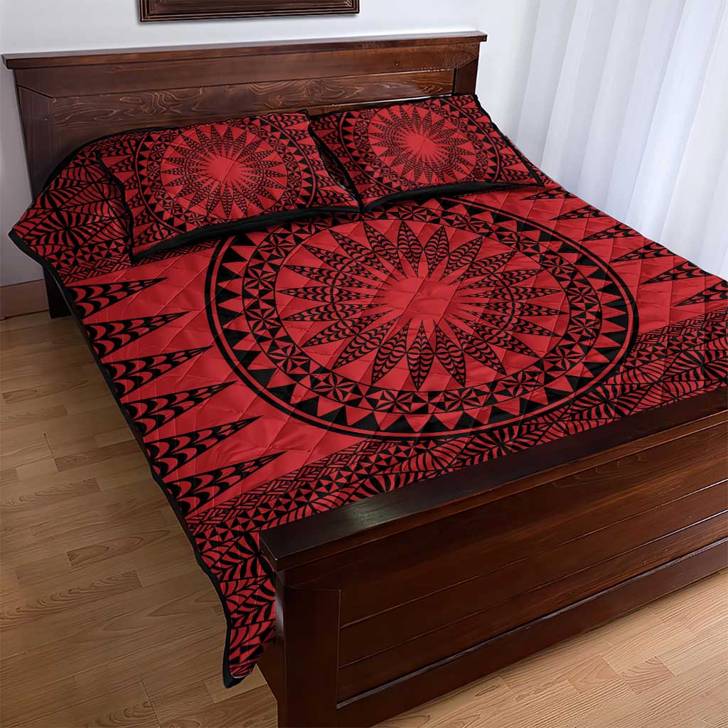 All Red Tonga Malo e lelei Quilt Bed Set Vintage Ngatu Tribal Pattern LT9 - Polynesian Pride