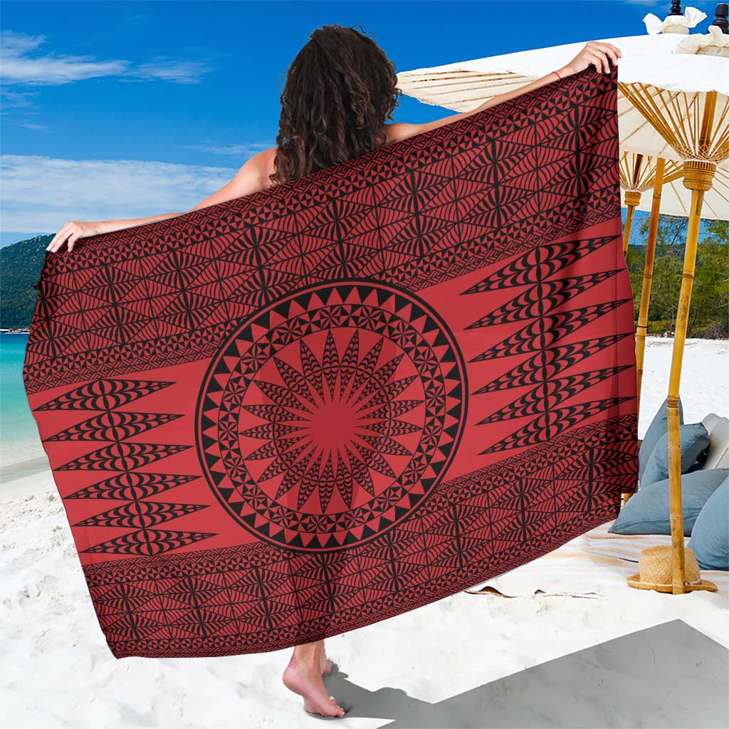 All Red Tonga Malo e lelei Sarong Vintage Ngatu Tribal Pattern LT9 One Size 44 x 66 inches Red - Polynesian Pride