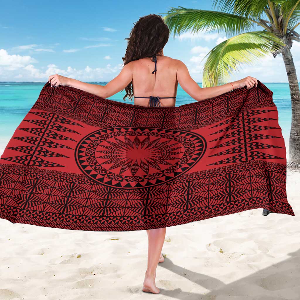 All Red Tonga Malo e lelei Sarong Vintage Ngatu Tribal Pattern LT9 - Polynesian Pride