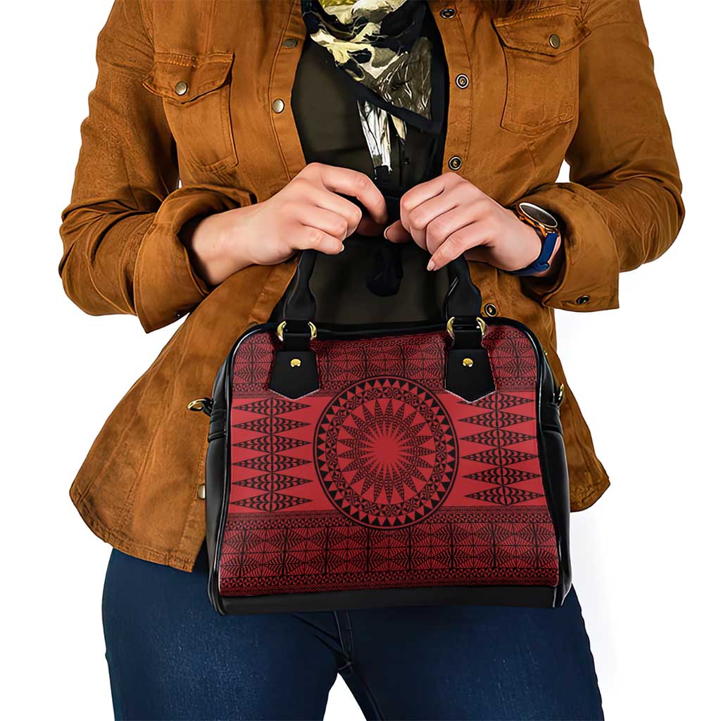 All Red Tonga Malo e lelei Shoulder Handbag Vintage Ngatu Tribal Pattern - Polynesian Pride