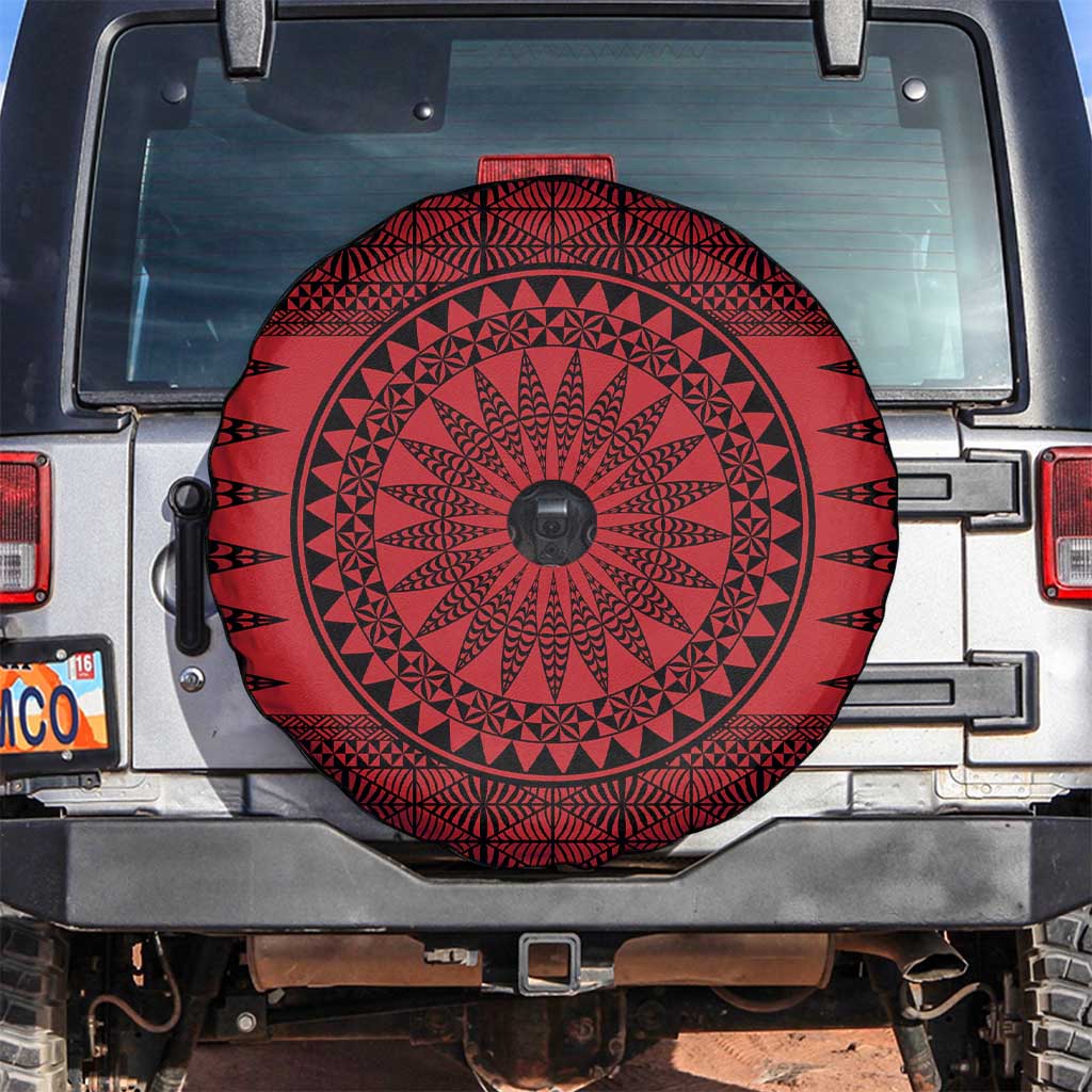 All Red Tonga Malo e lelei Spare Tire Cover Vintage Ngatu Tribal Pattern LT9 Red - Polynesian Pride