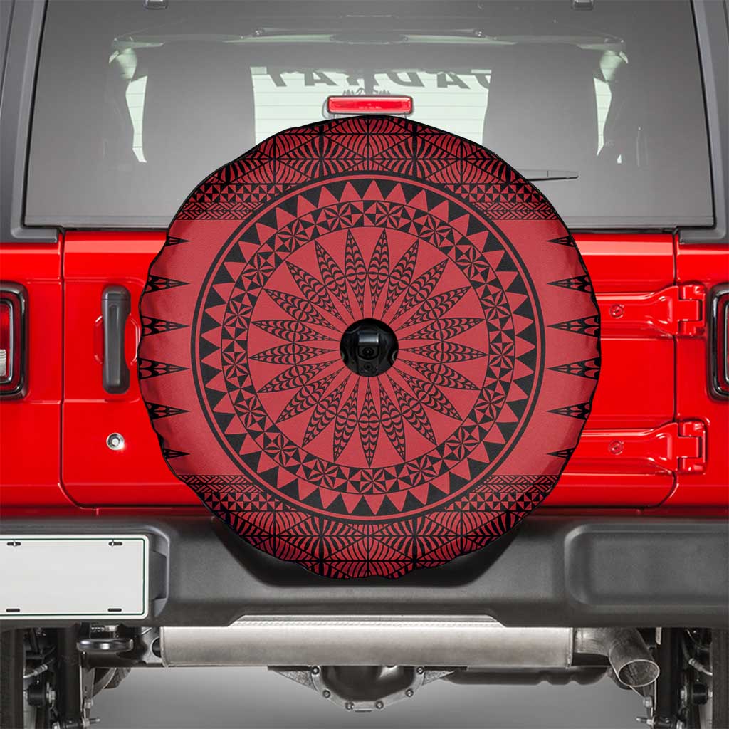 All Red Tonga Malo e lelei Spare Tire Cover Vintage Ngatu Tribal Pattern LT9 - Polynesian Pride