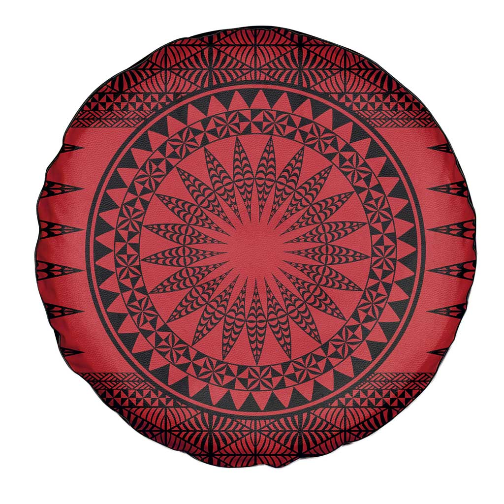 All Red Tonga Malo e lelei Spare Tire Cover Vintage Ngatu Tribal Pattern LT9 - Polynesian Pride