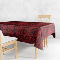 All Red Tonga Malo e lelei Tablecloth Vintage Ngatu Tribal Pattern - Polynesian Pride