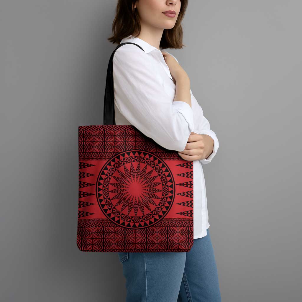 All Red Tonga Malo e lelei Tote Bag Vintage Ngatu Tribal Pattern - Polynesian Pride