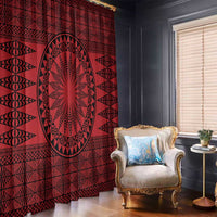 All Red Tonga Malo e lelei Window Curtain Vintage Ngatu Tribal Pattern LT9 - Polynesian Pride