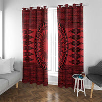 All Red Tonga Malo e lelei Window Curtain Vintage Ngatu Tribal Pattern LT9 With Grommets Red - Polynesian Pride