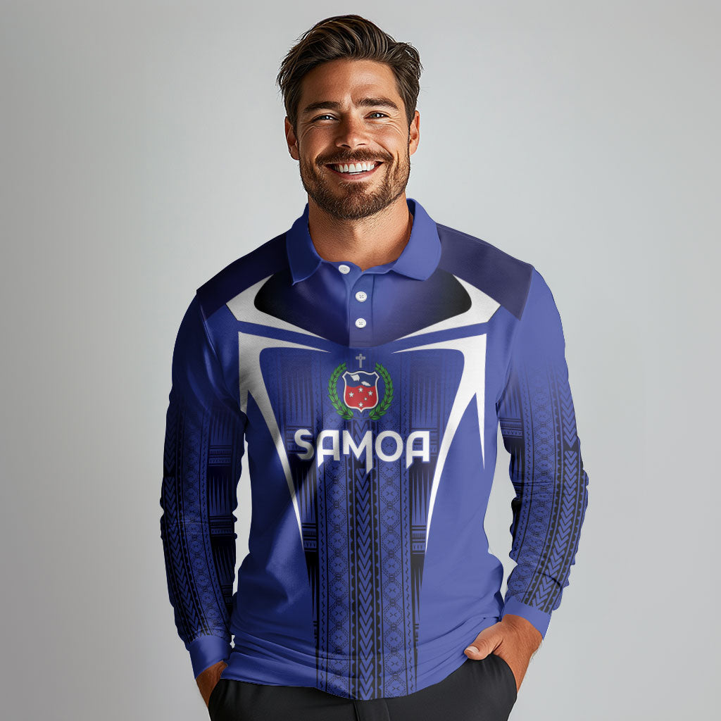 2026 Rugby Nations Series Custom Manu Samoa Long Sleeve Polo Shirt LT9 - Polynesian Pride