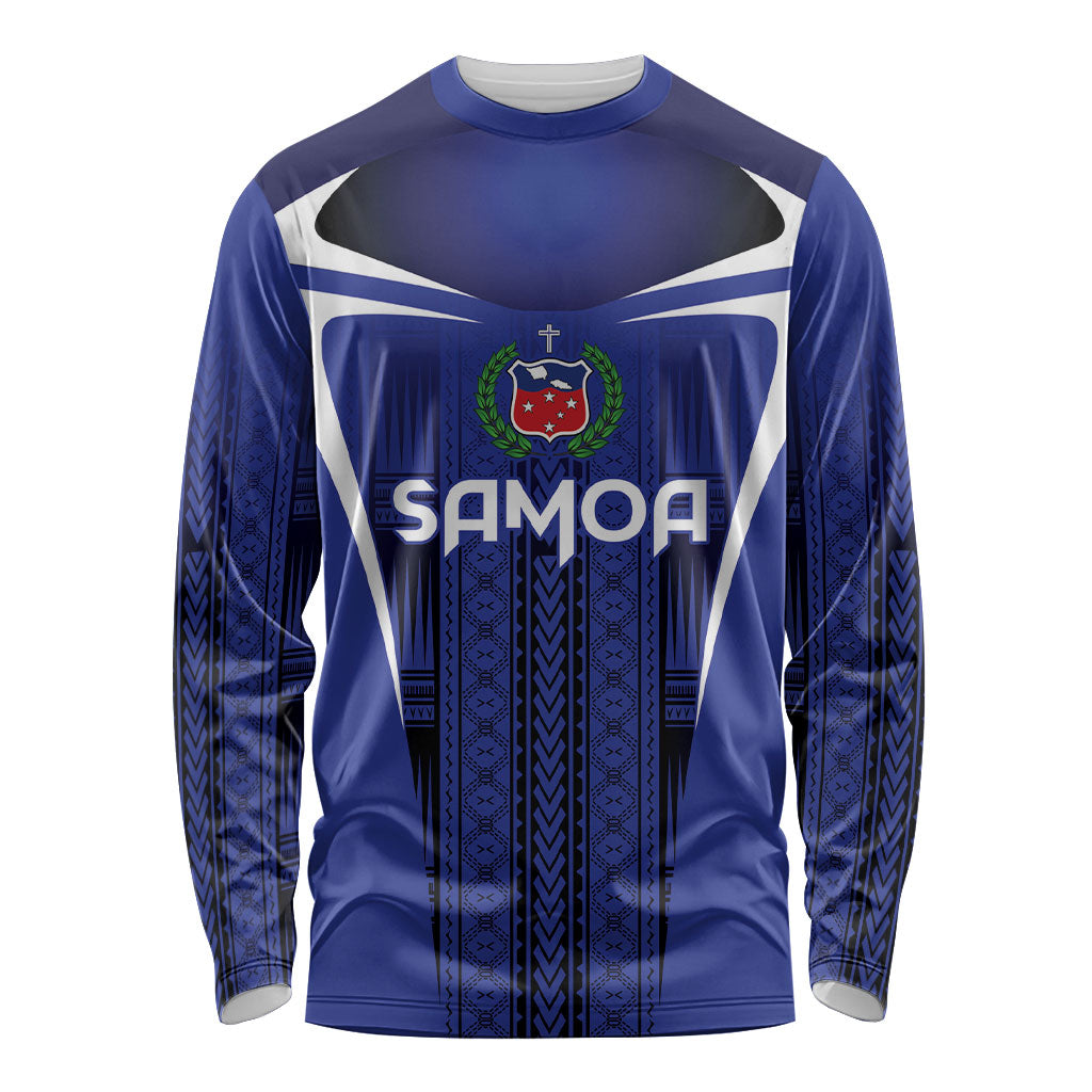 2026 Rugby Nations Series Custom Manu Samoa Long Sleeve Shirt LT9 Unisex Blue - Polynesian Pride