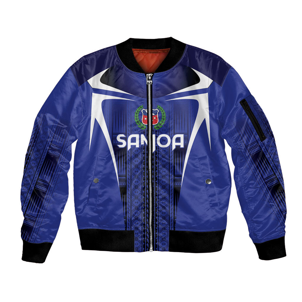 2026 Rugby Nations Series Custom Manu Samoa Sleeve Zip Bomber Jacket LT9 Unisex Blue - Polynesian Pride