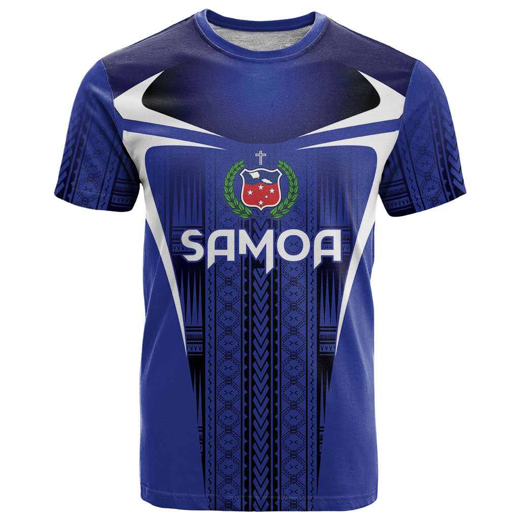 2026 Rugby Nations Series Custom Manu Samoa T Shirt LT9 Blue - Polynesian Pride