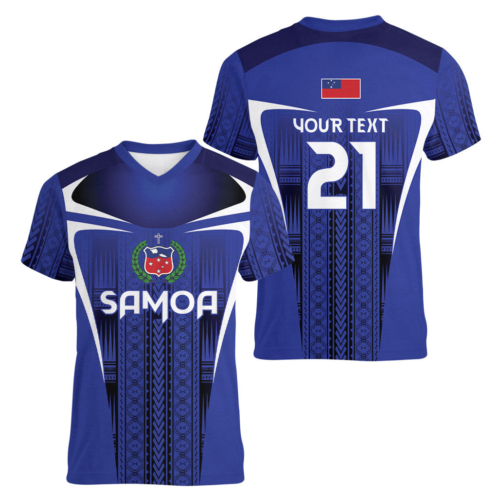 2026 Rugby Nations Series Custom Manu Samoa Women V-Neck T-Shirt LT9 - Polynesian Pride
