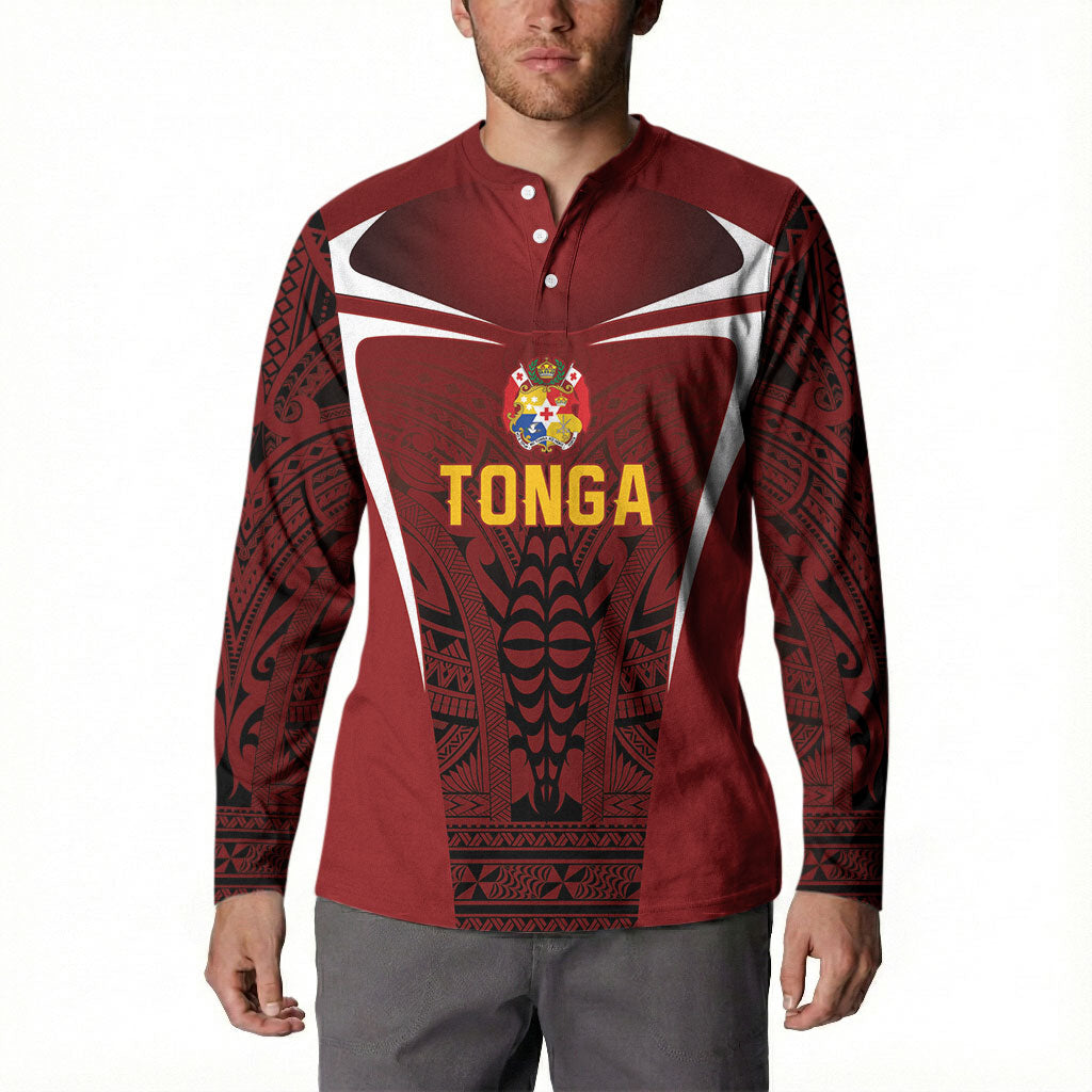 2026 Rugby Nations Series Custom Tonga Ikale Tahi Button Sweatshirt LT9 - Polynesian Pride