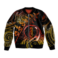 New Zealand Bomber Jacket Aotearoa Manaia Maori Fern Tattoo Arty LT9 Unisex Reggae - Polynesian Pride