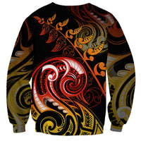 New Zealand Sweatshirt Aotearoa Manaia Maori Fern Tattoo Arty LT9 - Polynesian Pride