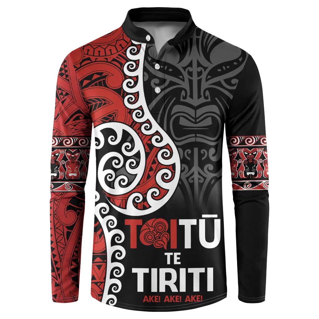 Honour The Treaty New Zealand Button Sweatshirt Toitu Te Tiriti Ake!Ake!Ake! LT9 Black - Polynesian Pride