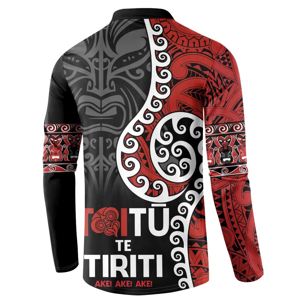 Honour The Treaty New Zealand Button Sweatshirt Toitu Te Tiriti Ake!Ake!Ake! LT9 - Polynesian Pride