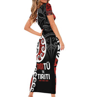 Honour The Treaty New Zealand Family Matching Short Sleeve Bodycon Dress and Hawaiian Shirt Toitu Te Tiriti Ake!Ake!Ake! LT9 - Polynesian Pride
