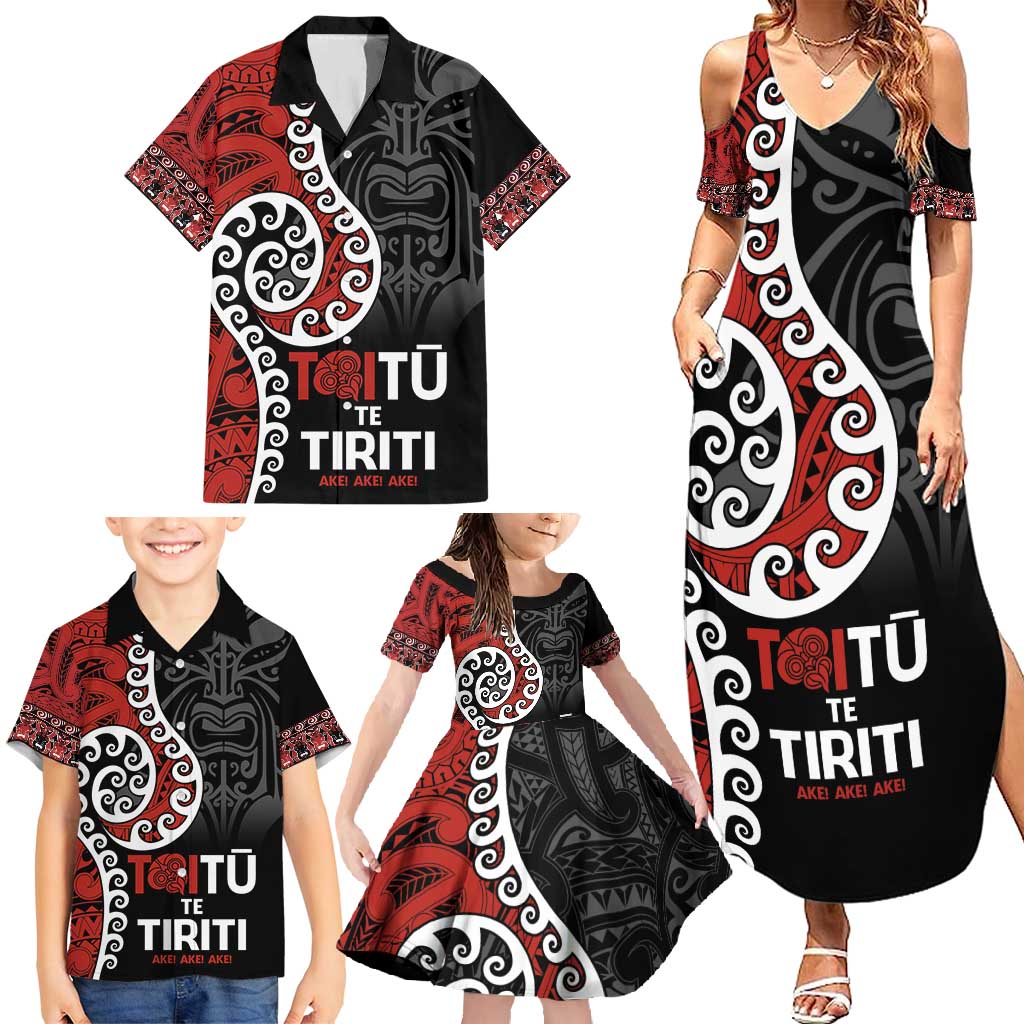 Honour The Treaty New Zealand Family Matching Summer Maxi Dress and Hawaiian Shirt Toitu Te Tiriti Ake!Ake!Ake! LT9 - Polynesian Pride