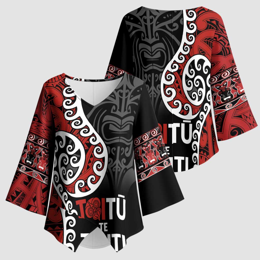 Honour The Treaty New Zealand Kimono Sleeve Blouse Toitu Te Tiriti Ake Ake Ake - Polynesian Pride