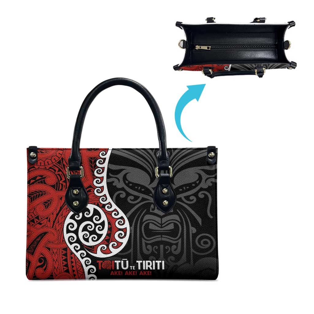 Honour The Treaty New Zealand Leather Bag Toitu Te Tiriti Ake Ake Ake - Polynesian Pride