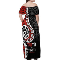 Honour The Treaty New Zealand Off Shoulder Maxi Dress Toitu Te Tiriti Ake!Ake!Ake!