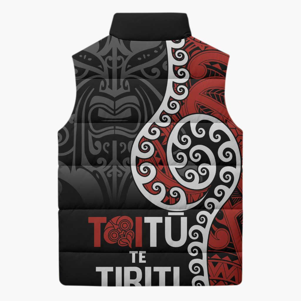 Honour The Treaty New Zealand Sleeveless Puffer Jacket Toitu Te Tiriti Ake Ake Ake LT9 - Polynesian Pride