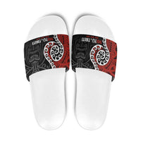 Honour The Treaty New Zealand Slide Sandals Toitu Te Tiriti Ake Ake Ake LT9 Red - Polynesian Pride
