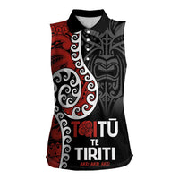 Honour The Treaty New Zealand Women Sleeveless Polo Shirt Toitu Te Tiriti Ake!Ake!Ake! LT9 Female Black - Polynesian Pride