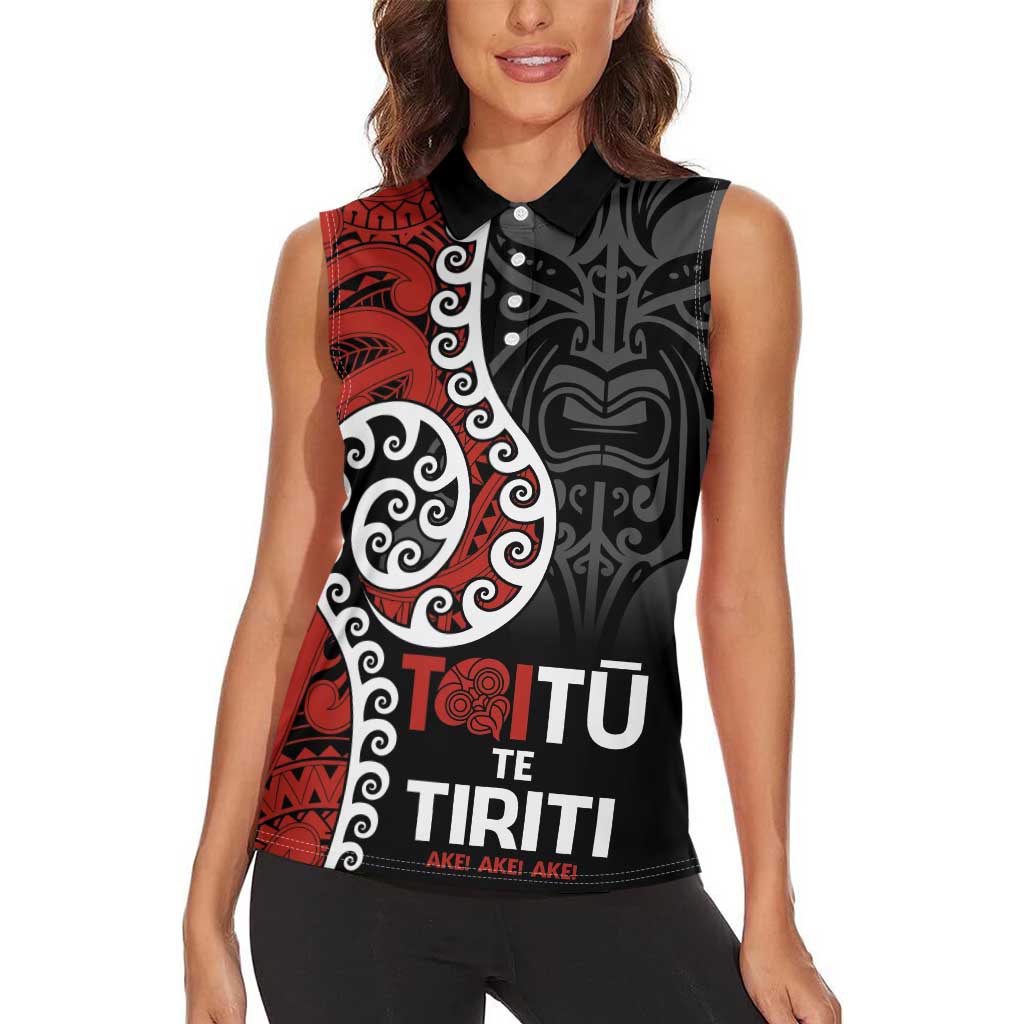 Honour The Treaty New Zealand Women Sleeveless Polo Shirt Toitu Te Tiriti Ake!Ake!Ake! LT9 - Polynesian Pride