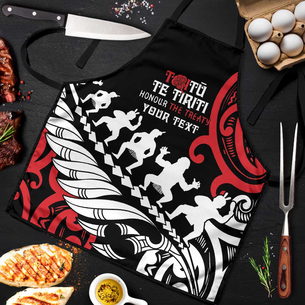 Honour The Treaty New Zealand Personalised Apron Toitu Te Tiriti Half Fern Haka Dance - Polynesian Pride