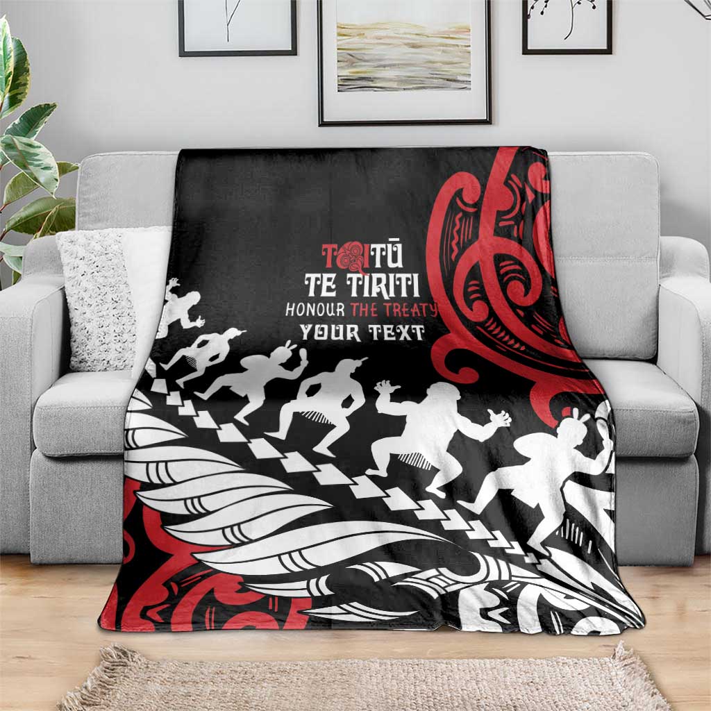 Honour The Treaty New Zealand Personalised Blanket Toitu Te Tiriti Half Fern with Haka dance