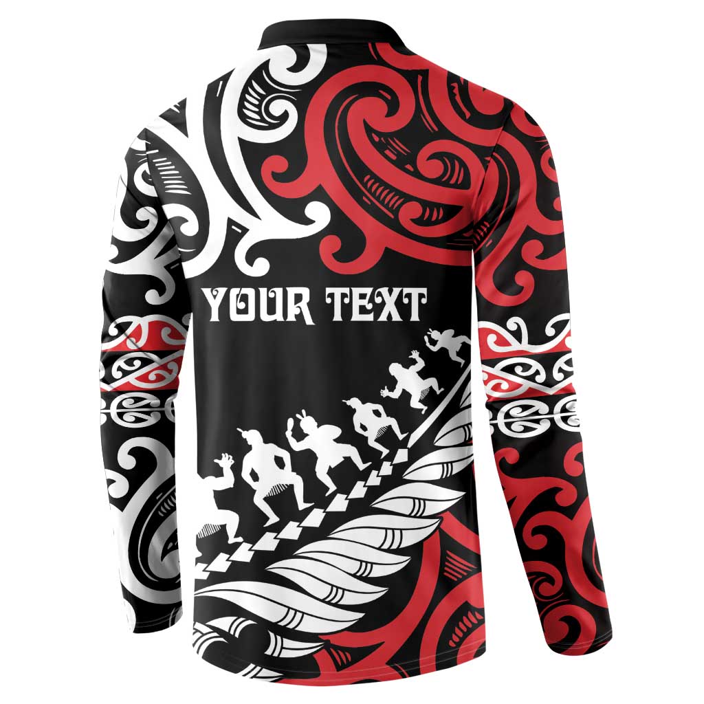 Honour The Treaty New Zealand Personalised Button Sweatshirt Toitu Te Tiriti Half Fern with Haka dance LT9 - Polynesian Pride