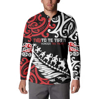 Honour The Treaty New Zealand Personalised Button Sweatshirt Toitu Te Tiriti Half Fern with Haka dance LT9 - Polynesian Pride