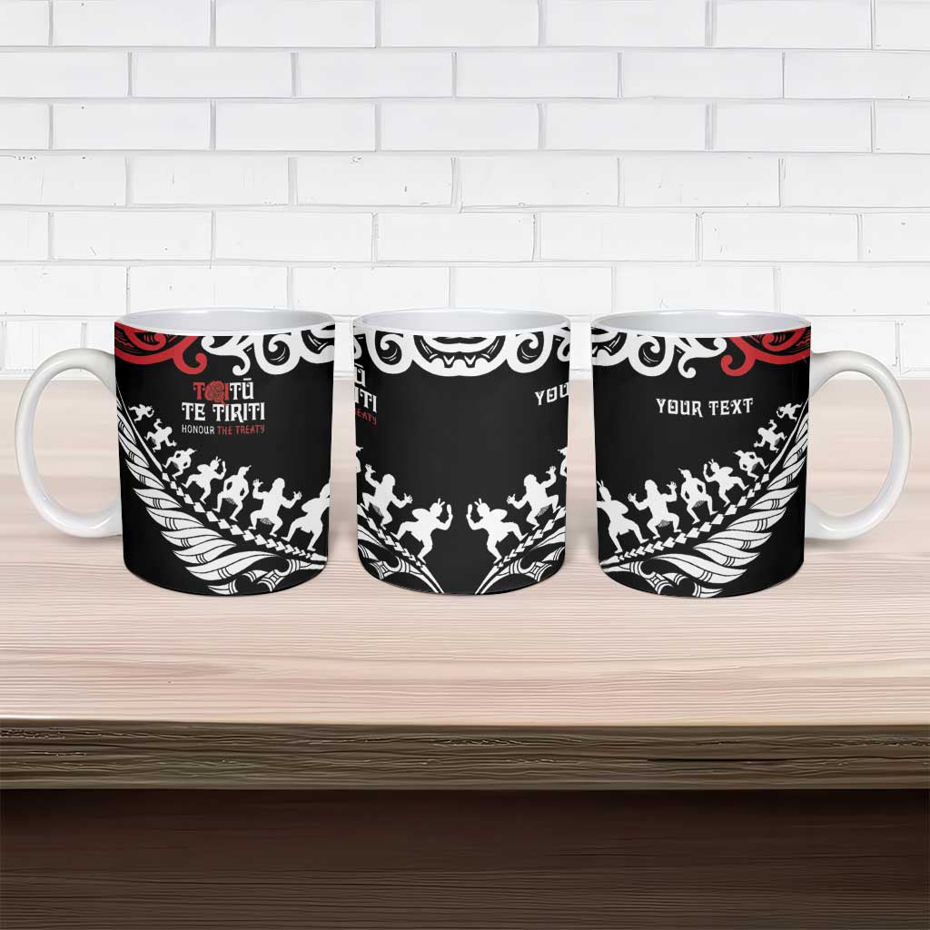 Honour The Treaty New Zealand Personalised Ceramic Mug Toitu Te Tiriti Half Fern Haka Dance - Polynesian Pride
