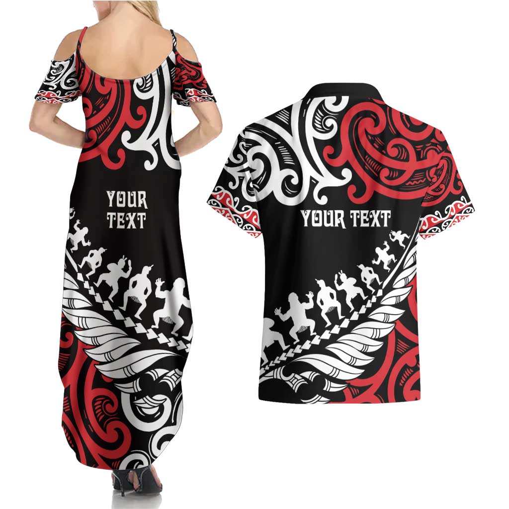 Honour The Treaty New Zealand Personalised Couples Matching Summer Maxi Dress and Hawaiian Shirt Toitu Te Tiriti Half Fern with Haka dance