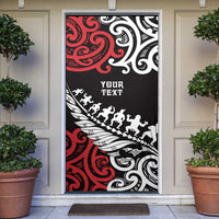 Honour The Treaty New Zealand Personalised Door Cover Toitu Te Tiriti Half Fern Haka Dance - Polynesian Pride