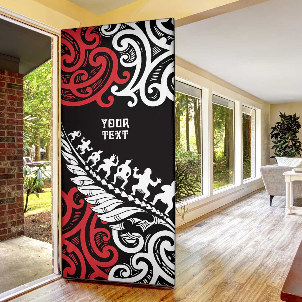 Honour The Treaty New Zealand Personalised Door Cover Toitu Te Tiriti Half Fern Haka Dance - Polynesian Pride