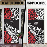 Honour The Treaty New Zealand Personalised Door Cover Toitu Te Tiriti Half Fern Haka Dance - Polynesian Pride