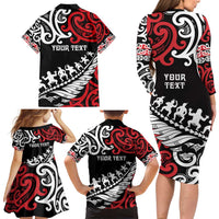Honour The Treaty New Zealand Personalised Family Matching Long Sleeve Bodycon Dress and Hawaiian Shirt Toitu Te Tiriti Half Fern with Haka dance LT9 - Polynesian Pride