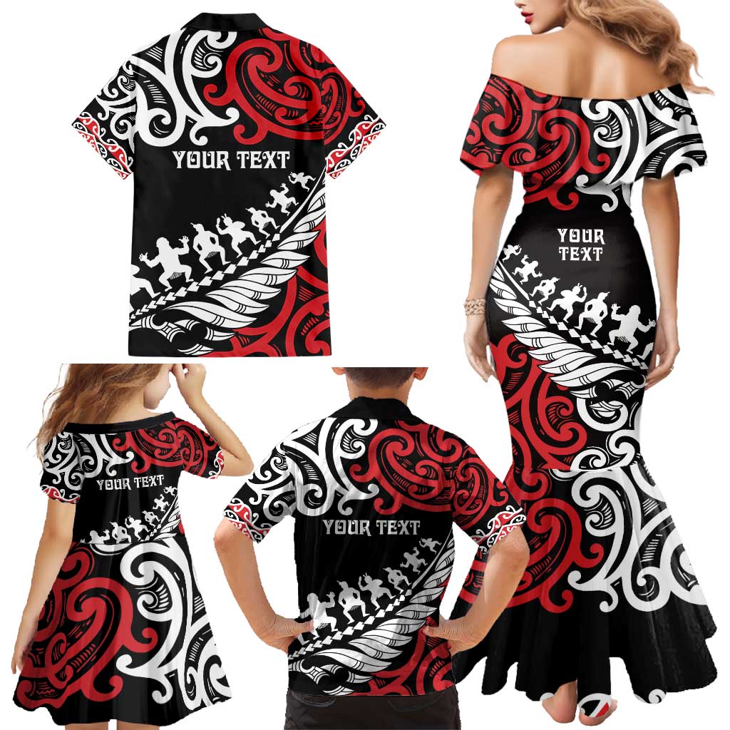 Honour The Treaty New Zealand Personalised Family Matching Mermaid Dress and Hawaiian Shirt Toitu Te Tiriti Half Fern with Haka dance LT9 - Polynesian Pride